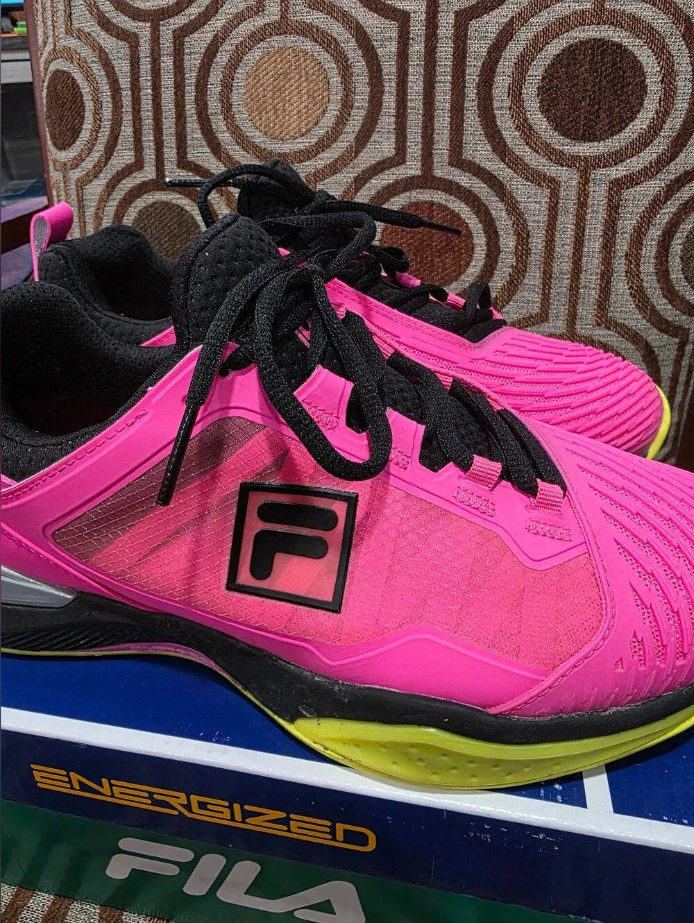 FILA Speedserve Energized Women's Sz 10 Tennis Shoes Pink Yellow *worn once*